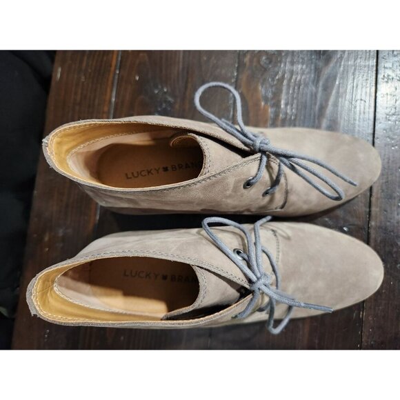 Lucky Brand Shijo Gray Suede Wedge Booties Size 8M - Picture 7 of 9